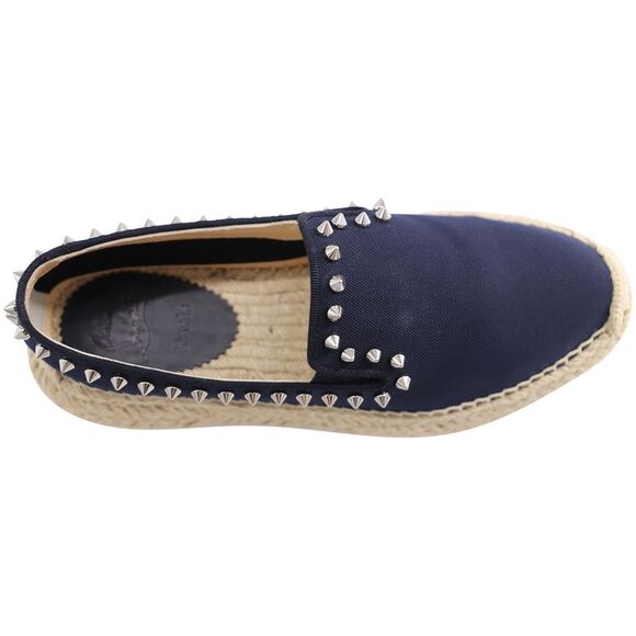 Christian Louboutin Espasneak Studded Flatform Espadrilles in Navy Blue Canvas - Picture 8 of 9